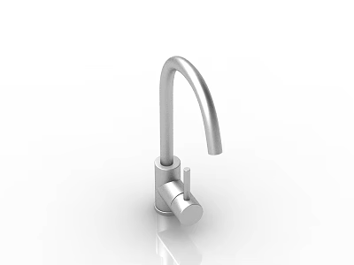 Modern Silver Kitchen Faucet With Curved Spout And Single Handle Design 3d model