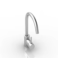 Modern Silver Kitchen Faucet With Curved Spout And Single Handle Design