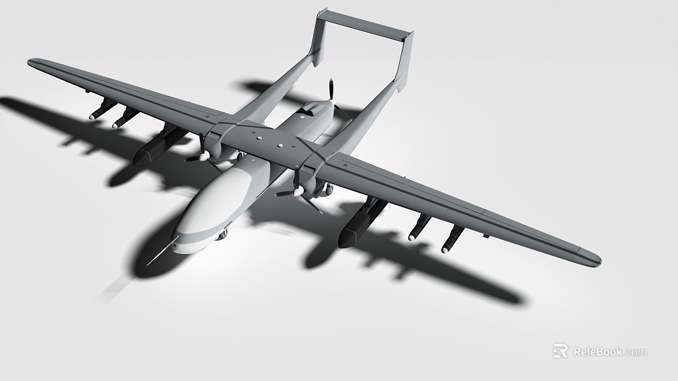 Gray Fighter Jet With Long Wingspan And Weapon Mounts On White Background 3d model 