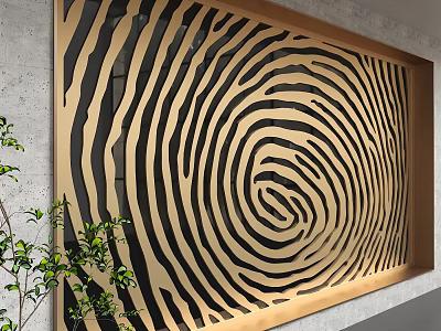 Elegant Modern Light Luxury Kitchen Feature Wall With Golden Frame And Swirl Pattern 3d model