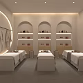 Modern Minimalist Beauty and Hair Salon Interior With Soft Lighting Green Plants And Reception Desk