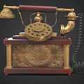 Vintage Daily Electrical Telephone Featuring Brass Decorations Wooden Base And Rotary Dial