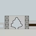 Chinese Style Entrance Gate With Autumn Trees And People Walking On Paved Square