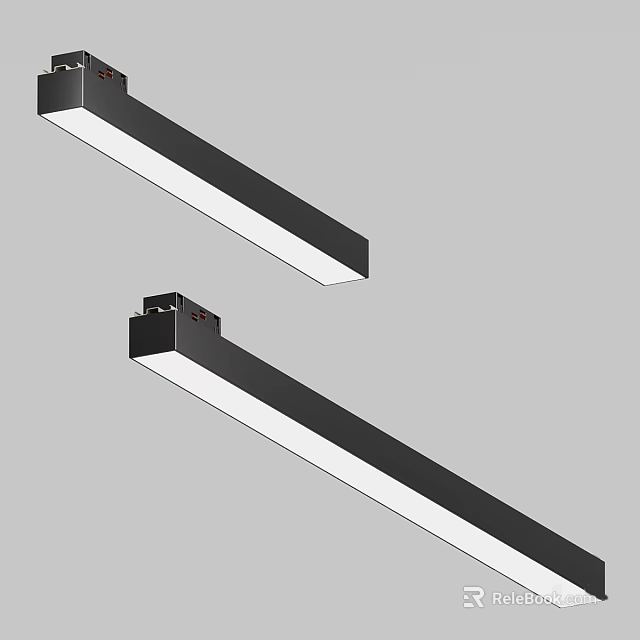 Modern Slim Linear LED Ceiling Light With Black Border For Living Room Interior 3d model 