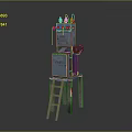 Industrial Equipment Structure with Metal Cabinet Ladder and Control Panels for Maintenance