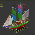 Detailed Wooden Sailboat Model Featuring White Sails and Brown Base Stand