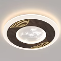 Modern Square And Round Ceiling Lights With Mountain Bamboo Patterns Illuminated 3d model