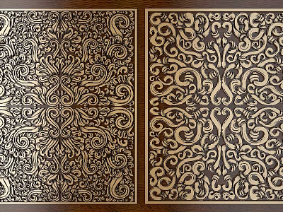 Intricate Wooden Carvings With Ornate Curved Patterns On Decorative Panels 3d model