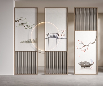 New Chinese-style partition screen partition 3d model