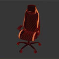 Ergonomic Black And Orange Gaming Chair With Diamond Stitch Pattern And Swivel Wheels