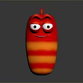 Cute Cartoon Household Decoration With Red Orange Stripes Big Eyes Smiling Mouth And Small Antennae