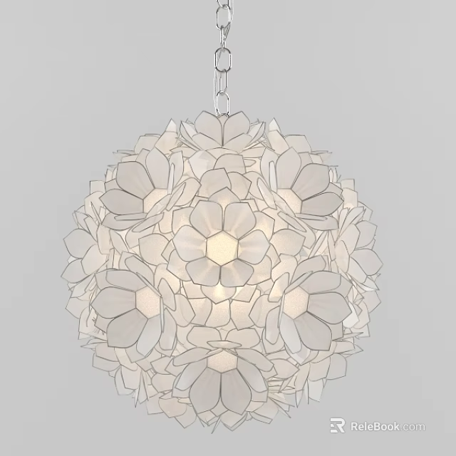 Unique Shaped Spherical Pendant Light With Flower Petal Design And Soft Lighting 3d model
