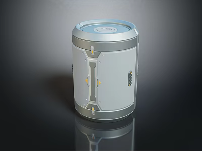 Modern Cylindrical Device With Silver Gray Body Blue Top And Yellow Accents 3d model