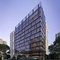 Modern Office Building With Glass Curtain Wall Featuring GALR Logo And High Rise Structure