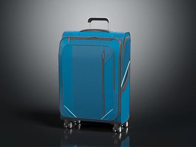 Blue Hard Shell Travel Suitcase With Durable Rolling Wheels And Telescopic Handle 3d model