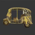 Vintage Black And Yellow Auto Rickshaw With Open Door Design And Worn Wheels