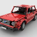 Red Building Block Car With Detailed Exterior And Classic Design