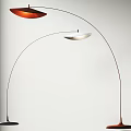 Modern Arched Floor Lamps With Orange And White Shades For Interior Decor