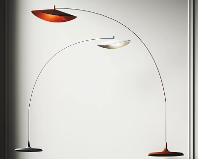 Modern Arched Floor Lamps With Orange And White Shades For Interior Decor 3d model
