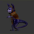 Cute Purple Fantasy Creature With Large Ears Scarf And Long Tail