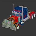Electric Toy Truck With Blue And Red Flame Decals Stylish Cab And Shiny Finish