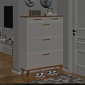 Modern Shoe Cabinet with Drawers Shelves Wooden Top and Slippers Storage for Home