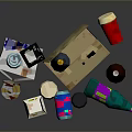 Assorted Beverage Bottles And Cans With Cardboard Boxes In Various Colors
