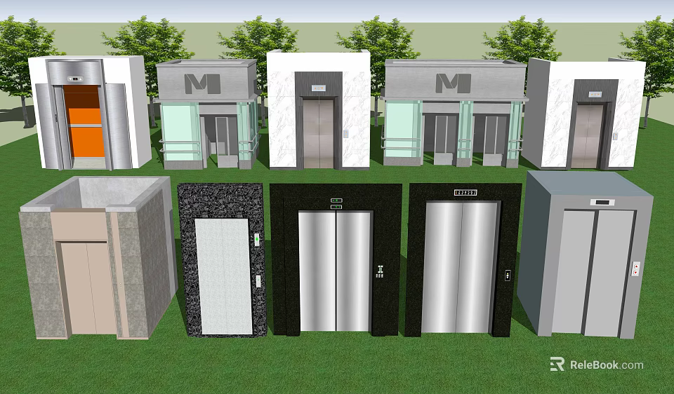 Various Modern Elevator Door Designs With Different Colors And Styles 3d model