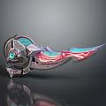 Futuristic Fantasy Blade With Glowing Blue Pink Hues Mechanical Structure And Energy Core