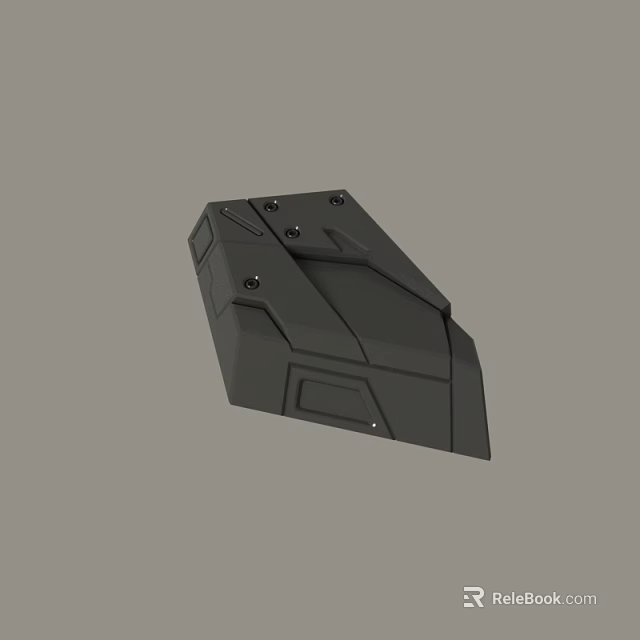 Black Industrial Mechanical Part With Geometric Design Metal Rivets And Structured Surface 3d model 