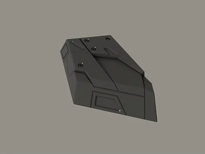 Black Industrial Mechanical Part With Geometric Design Metal Rivets And Structured Surface 3d model