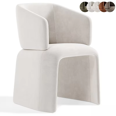 Modern Minimalist Beige Accent Chair With Armrest And Upholstered Fabric Design 3d model