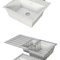 Modern Black And White Kitchen Sink With Single Bowl Design And Drain Hole