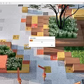 Modern Outdoor Plaza Design With Wooden Platforms Green Plants Colorful Tiles And Lanterns