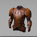 Red Ornate Armor With Intricate Carvings On Chest And Shoulder Details