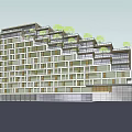 Modern Office Building Exterior With Multiple Floors Green Terraces And Glass Windows