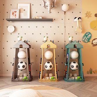 Storage Rack Basketball Rack for Children 3d model