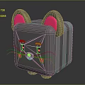 Gray Mouse Shaped Storage Box with Pink Ears Cheeks Whiskers and Stripes Cute Design