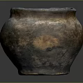 Vintage Clay Jar As Practical Household Item With Copper Rim And Textured Surface
