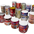Assorted Canned Food Products Including Milk Red Beans And Other Varieties