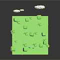 3D Low Poly Scene With Green Grass Trees White Clouds And Small Animals 3d model