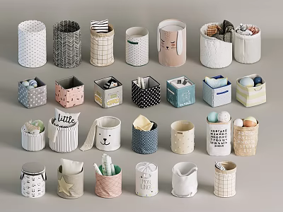 Various Pattern Storage Baskets With Colorful Designs And Functional Styles For Home Organization 3d model