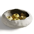 Fresh Green Apples Placed in a Gray Textured Ceramic Bowl with Smooth Surface