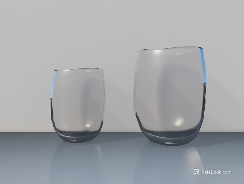 Modern Bathroom Sink Countertop With Clear Glass Cups And Smooth Surface 3d model 