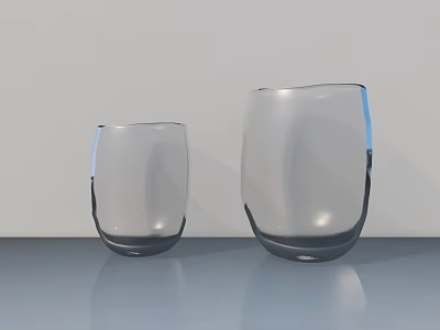 Modern Bathroom Sink Countertop With Clear Glass Cups And Smooth Surface 3d model