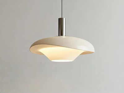 Modern White Pendant Light With Sleek Metal Rod And Soft Illumination 3d model