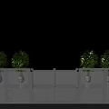 Public Urban Railings with Transparent Design Green Plants and Sleek Reflective Ground
