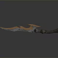 Unique Decorative Weapon With Flame Shaped Blade Blue Orange Handle And Textured Grip