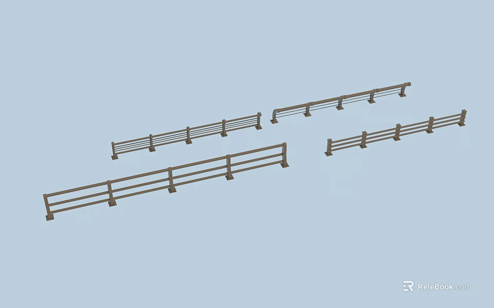 Various Metal Railings with Different Design Styles for Modern Architectural Structures 3d model 