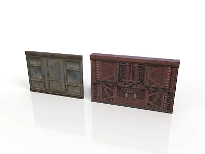 Industrial Style Cabinet Panels With Gray And Brown Metal Textured Design 3d model